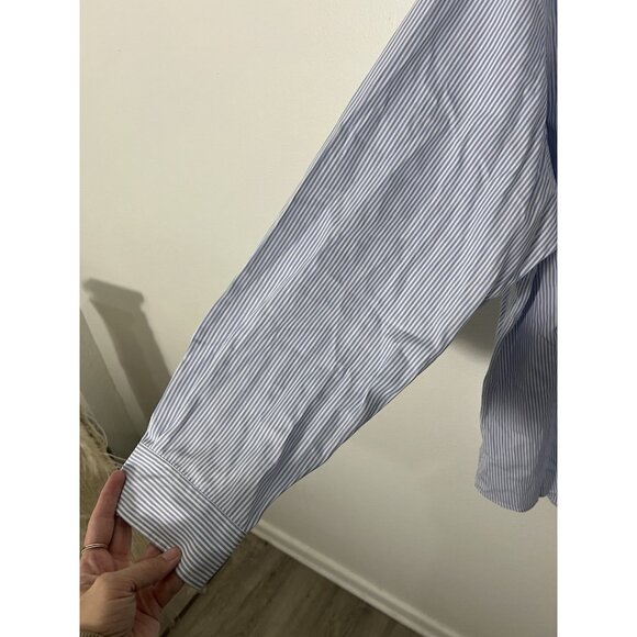 Ralph Lauren Blue White Stripe Button Down Shirt Size L/XL (17.5, 32/33) - Picture 6 of 14